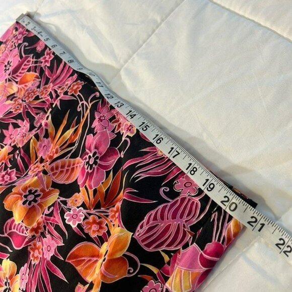 Tiramisu Floral Pants, Side Zip, High Rise, 24" Crop Inseam, Pink Orange Black - Picture 4 of 8